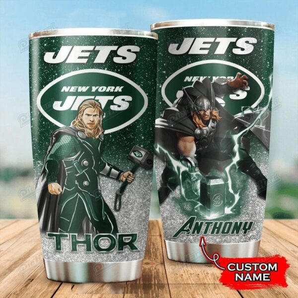 Personalized Name NFL New York Jets & Thor Tumbler Cup