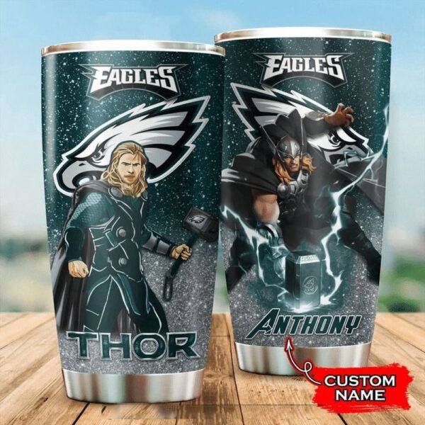 Personalized Name NFL Philadelphia Eagles & Thor Tumbler Cup