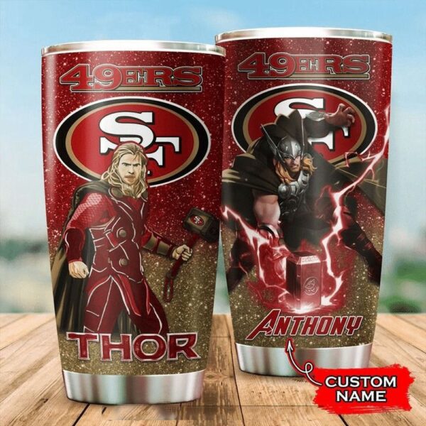 Personalized Name NFL San Francisco 49ers & Thor Tumbler Cup