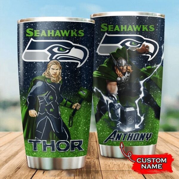 Personalized Name NFL Seattle Seahawks & Thor Tumbler Cup