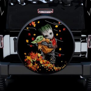 Baby Groot Hold Baby Yoda Autumn Car Spare Tire Covers Gift For Campers