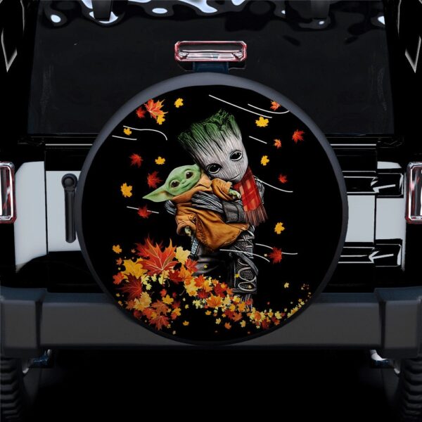 Baby Groot Hold Baby Yoda Autumn Car Spare Tire Covers Gift For Campers