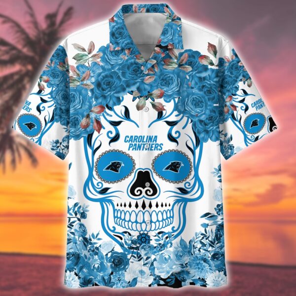 Carolina Panthers NFL Flower Skull Hawaiian shirt