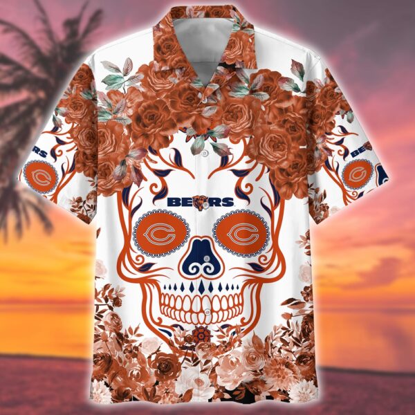 Chicago Bears NFL Flower Skull Hawaiian shirt