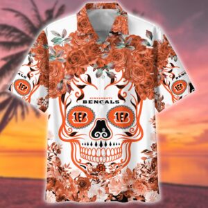 Cincinnati Bengals NFL Flower Skull…