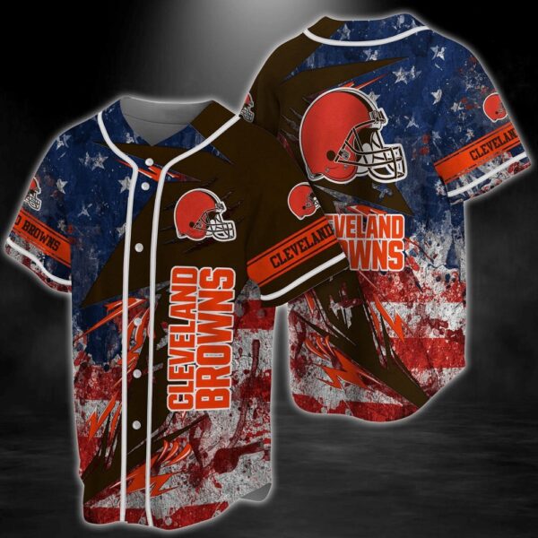 Cleveland Browns NFL America Flag Baseball Jersey Shirt