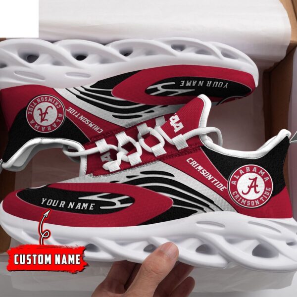 Custom Name Alabama Crimson Tide Red And White NCAA Name Max Soul Shoes