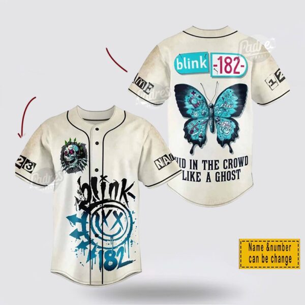 Custom Name And Number Blink-182 Butterfly Baseball Jersey Shirt