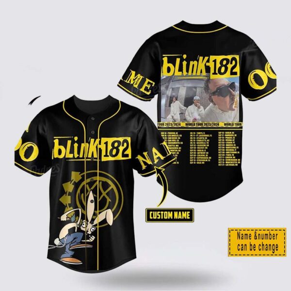 Custom Name And Number Blink-182 World Tour 2024 Baseball Jersey Shirt