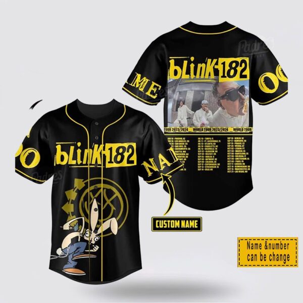 Custom Name And Number Blink-182 World Tour 2024 Baseball Jersey Shirt