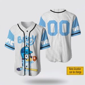 Custom Name And Number Bluey Dad Cartoon Baseball Jersey Shirt