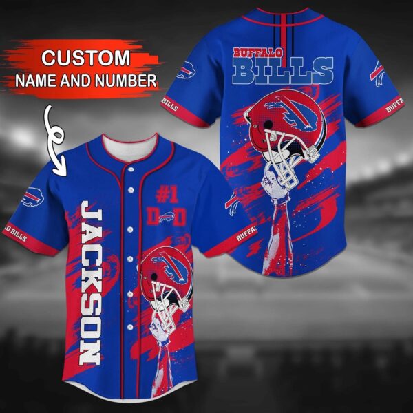 Custom Name And Number Buffalo Bills NFL  Baseball Jersey Shirt No Dad