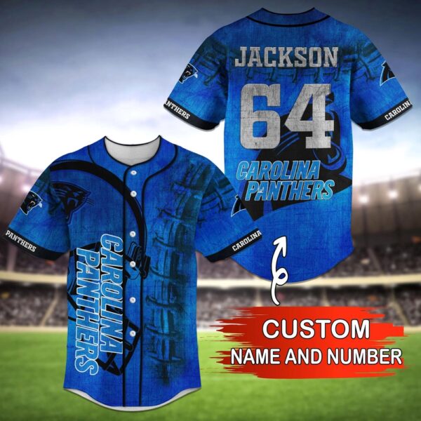 Custom Name And Number Carolina Panthers NFL Baseball Jersey Shirt  Details