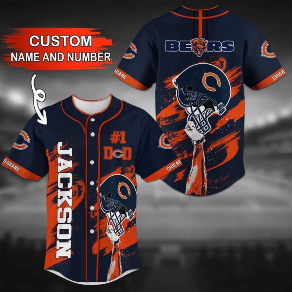 Custom Name And Number Chicago Bears NFL 3D Baseball Jersey Shirt