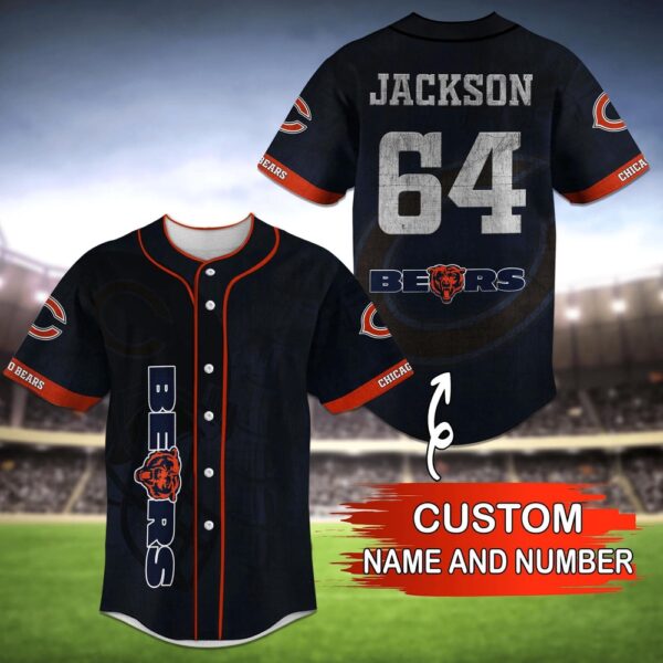 Custom Name And Number Chicago Bears NFL Baseball Jersey Shirt Print