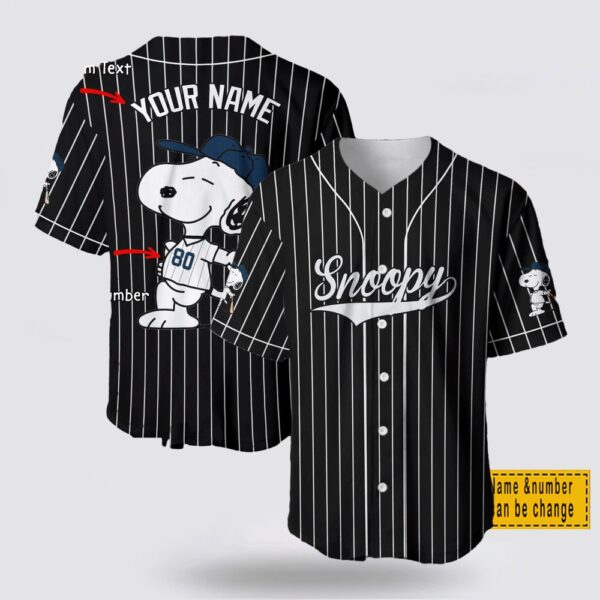 Custom Name And Number Cute Snoopy Cartoon Baseball Jersey Shirt