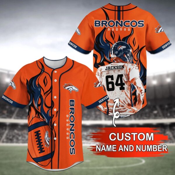 Custom Name And Number Denver Broncos  Baseball Jersey Shirt