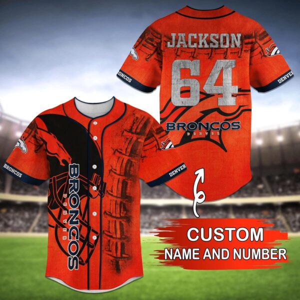 Custom Name And Number Denver Broncos NFL Baseball Jersey Shirts