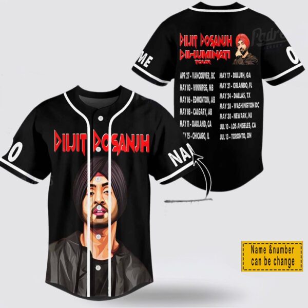 Custom Name And Number Diljit Dosanjh Illuminati Tour 2024 Baseball Jersey Shirt