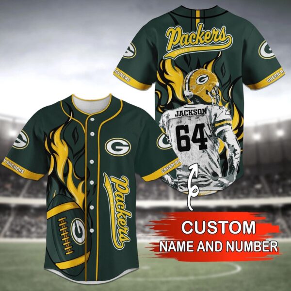 Custom Name And Number Green Bay Packers NFL  Baseball Jersey Shirt