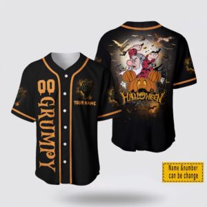 Custom Name And Number Halloween Grumpy Baseball Jersey Shirt