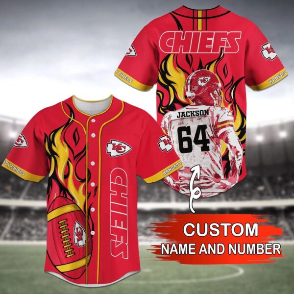 Custom Name And Number Kansas City Chiefs NFL  Baseball Jersey Shirt