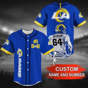 Custom Name And Number Los Angeles Rams NFL Baseball Jersey Shirt 1