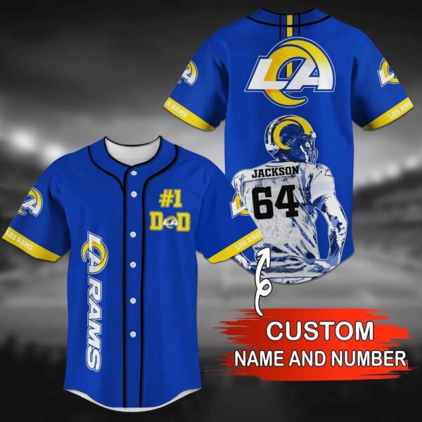 Custom Name And Number Los Angeles Rams NFL  Baseball Jersey Shirt