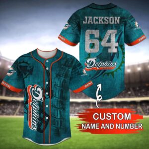 Custom Name And Number Miami Dolphins NFL Baseball Jersey Shirt