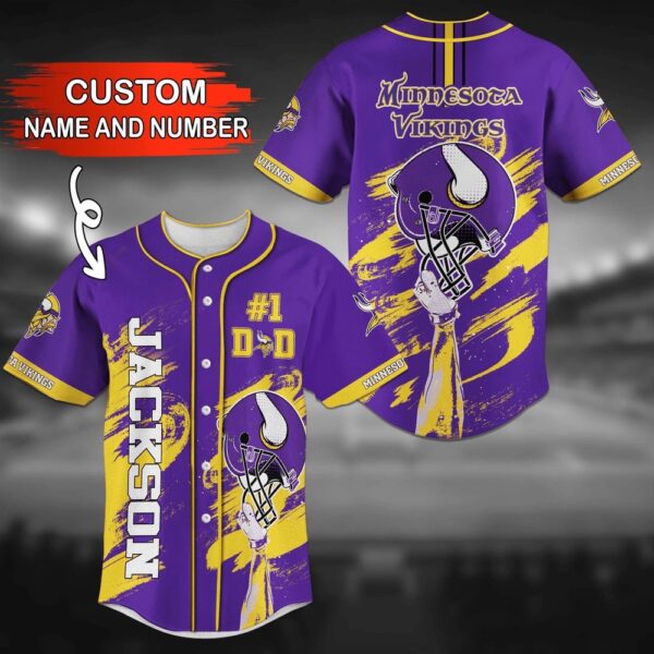 Custom Name And Number Minnesota Vikings NFL  Baseball Jersey Shirt