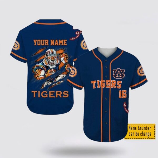 Custom Name And Number NCAA Auburn Tigers Baseball Jersey Shirt