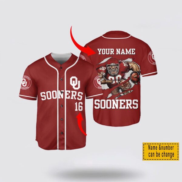 Custom Name And Number NCAA Oklahoma Sooners Baseball Jersey Shirt