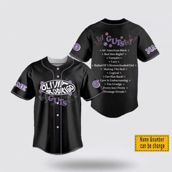 Custom Name And Number Olivia Rodrigo Guts Album Tracklist Baseball Jersey Shirt