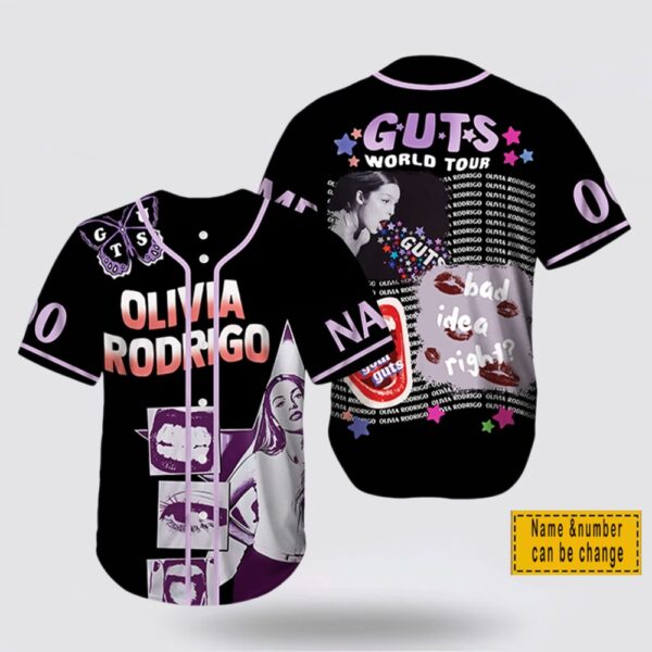 Custom Name And Number Olivia Rodrigo Guts World Tour Baseball Jersey Shirt