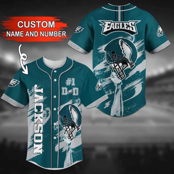 Custom Name And Number Philadelphia Eagles NFL Baseball Jersey Shirt