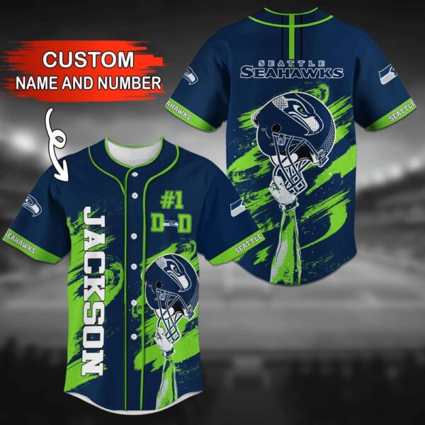 Custom Name And Number Seattle Seahawks NFL 3D Baseball Jersey Shirt