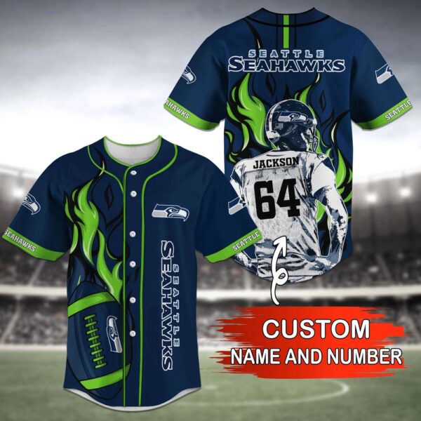 Custom Name And Number Seattle Seahawks NFL Baseball Jersey Shirt