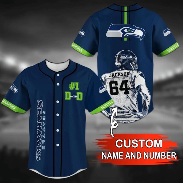 Custom Name And Number Seattle Seahawks NFL Fan Baseball Jersey Shirts