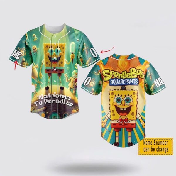 Custom Name And Number Spongebob Squarepants Cartoon Baseball Jersey