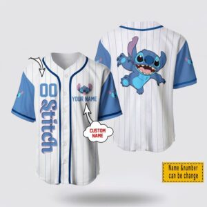 Custom Name And Number Stitch Lilo Cartoon Baseball Jersey Shirt