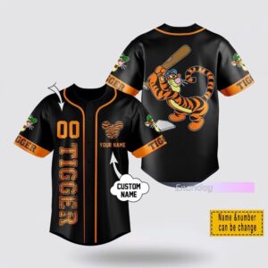 Custom Name And Number Tigger Cartoon Baseball Jersey Shirt