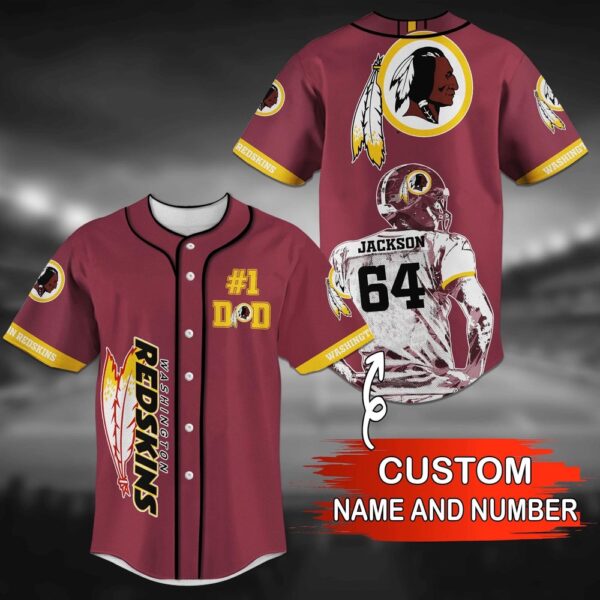 Custom Name And Number Washington Redskins NFL Baseball Jersey Shirts