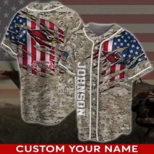 Custom Name Arizona Cardinals NFL Camo Flag US Baseball Jersey Shirt