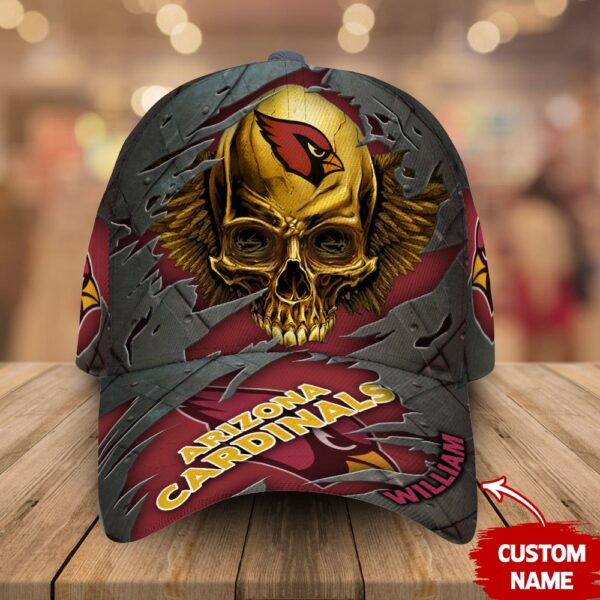 Custom Name Arizona Cardinals NFL Skull Baseball Cap