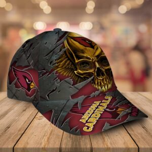 Custom Name Arizona Cardinals NFL Skull Baseball Cap 2