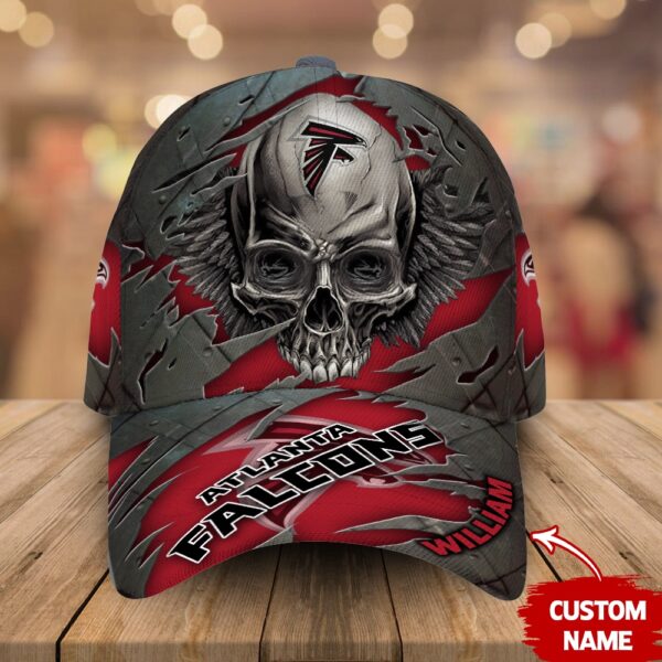 Custom Name Atlanta Falcons NFL Skull Baseball Cap