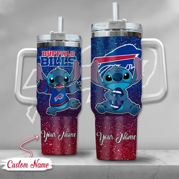 Custom Name Buffalo Bills NFL 40oz Stainless Steel Tumbler With Handle