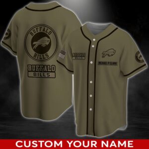 Custom Name Buffalo Bills NFL  Baseball Jersey Shirt Army Style