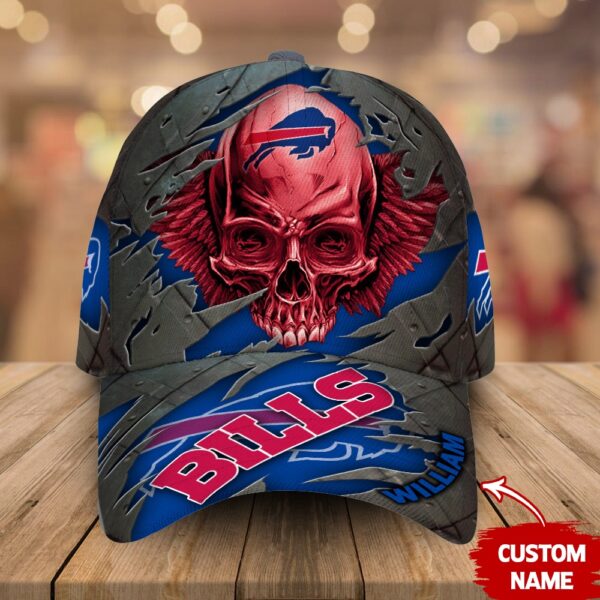 Custom Name Buffalo Bills NFL Skull Baseball Cap