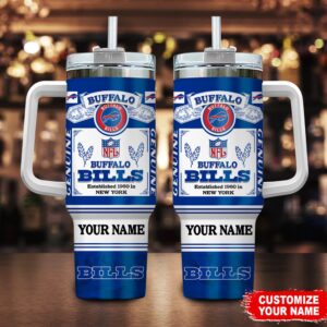 Custom Name Buffalo Bills NFL Super Bowl Champs Pride 40oz Stainless Steel Tumbler With Handle